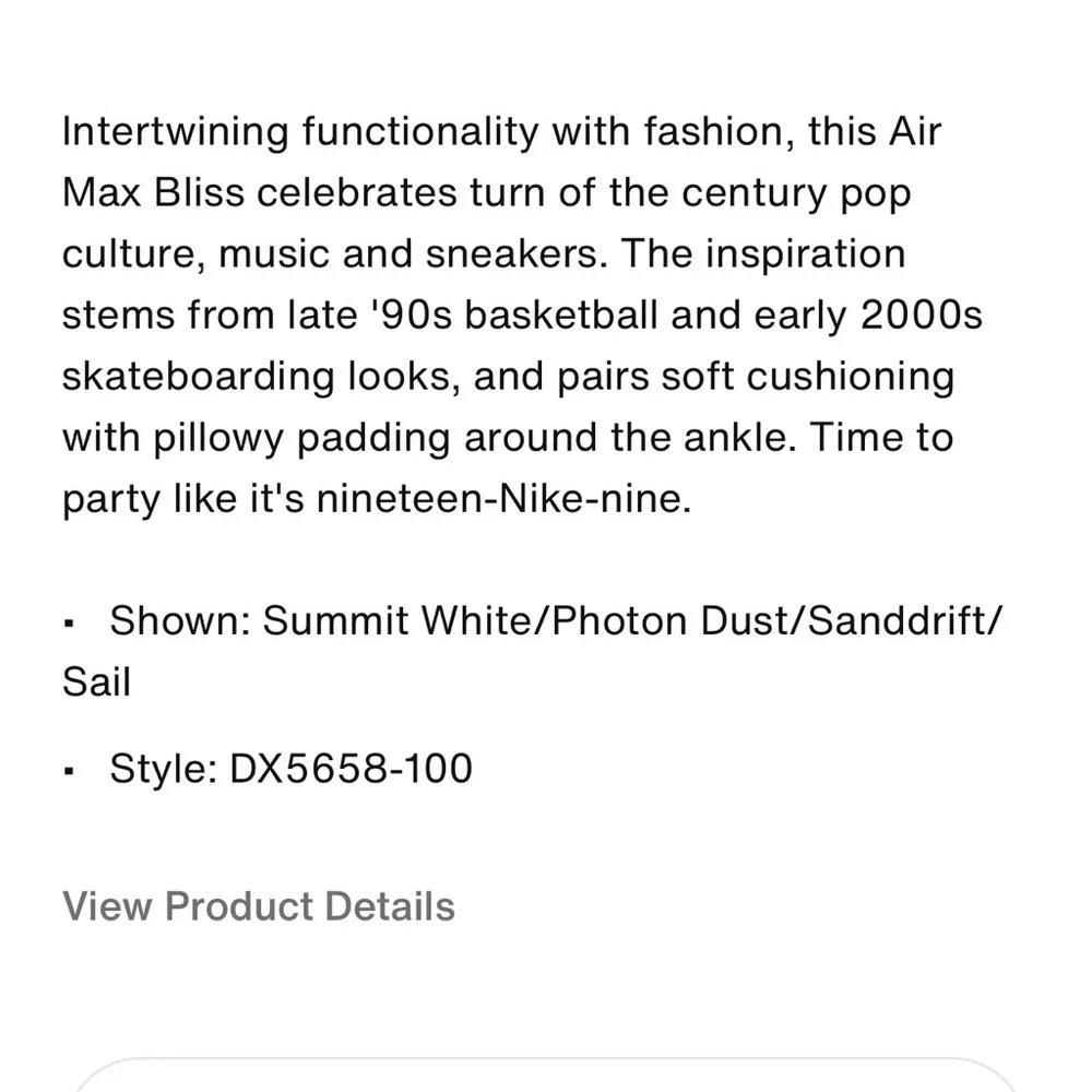 NWT * Nike Air Max Bliss LX Size 6 - Summit White, Phantom Dust, Sandrift, Sail - Picture 2 of 12